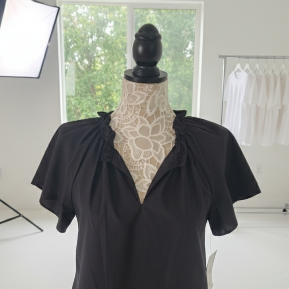 Robbie Bee Women's Black Cotton Blend A-Line Pleaded Dress Size M - Picture 7 of 10